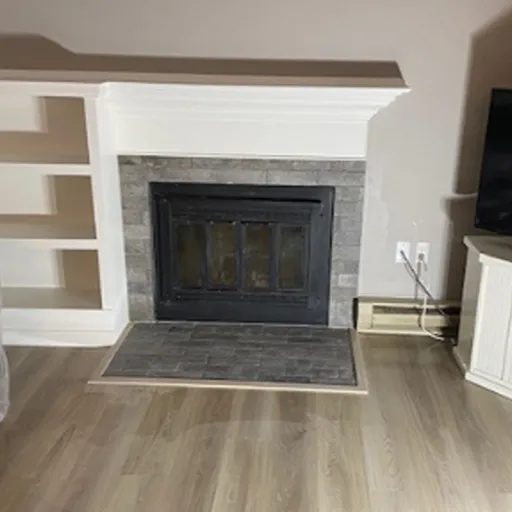 Custom tile fireplace installation 